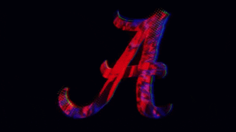the letter a is silhouetted against a red background with a striped pattern .