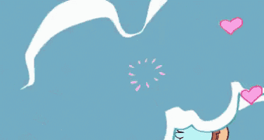 a cartoon character with a pink heart on its head