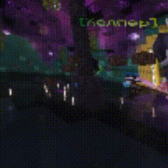 a pixelated image of a landscape with a few trees in the background