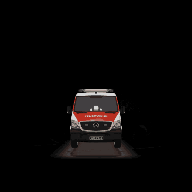 a red and white van with the number 112 on it