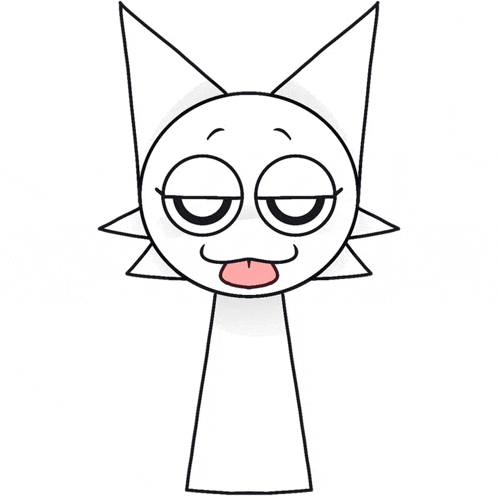 a drawing of a cat with its tongue sticking out
