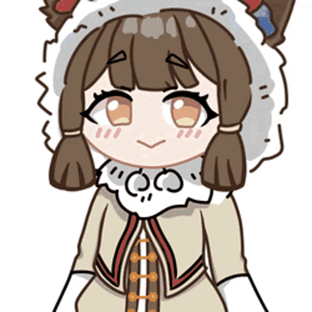 a cartoon of a girl with pigtails wearing a furry hat