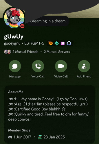 a screenshot of a person 's profile that says ' uwuy ' on it