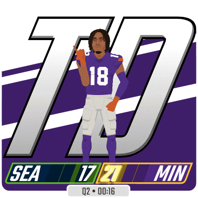 a football player in a purple uniform with the number 18 on it