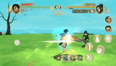 a video game with lee and sasuke fighting