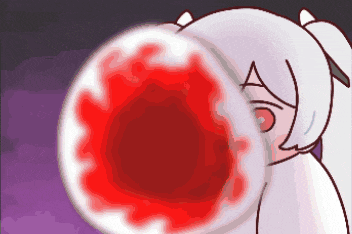 a cartoon girl blowing a red bubble with the letter a on her face