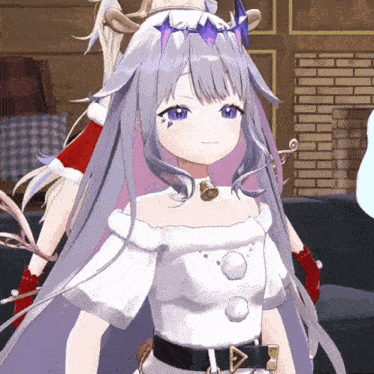 a girl with a bell around her neck is wearing a white dress