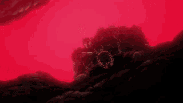 a red background with a circle in the middle of it