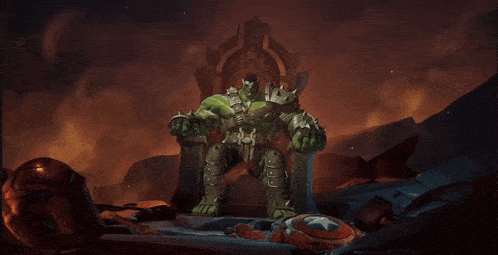 a cartoon character is being attacked by a monster with green lights coming out of it 's mouth .