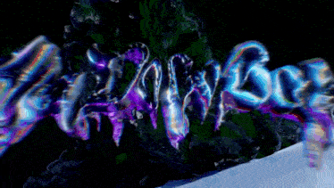 the word shark is written in purple and blue letters