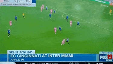 a soccer game between cincinnati and inter miami is being shown on apple tv