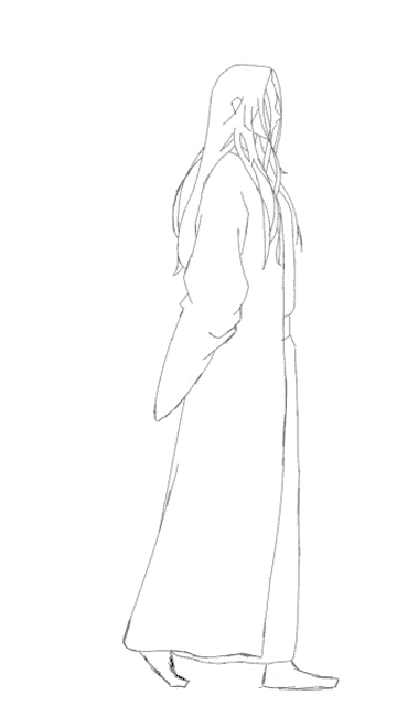 a drawing of a woman in a long white dress