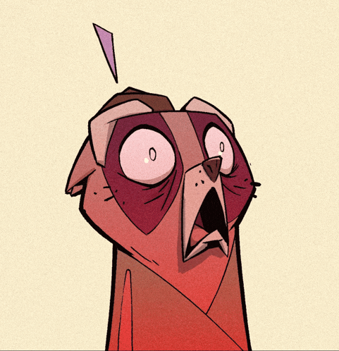 a cartoon character with a surprised look on its face