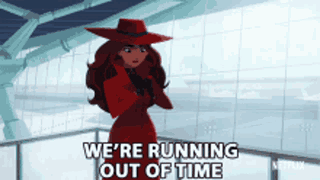 a cartoon character is standing on a balcony and saying we 're running out of time .