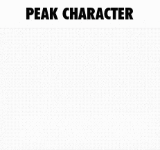 a pixel art of a man with a hat and the words peak character above him