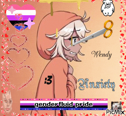 a cartoon of wendy with scissors in her face