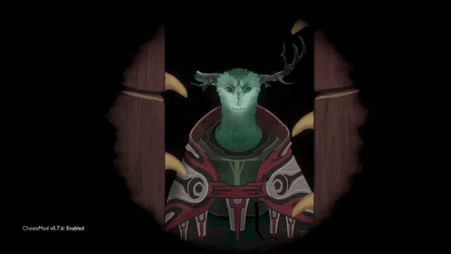 a screenshot of a video game shows a monster behind a wooden shield