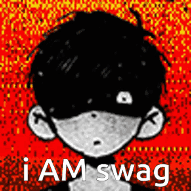 a black and white drawing of a boy with the words `` i am swag '' written on it .