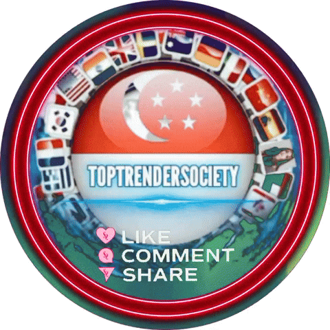 a button that says toptrendssociety with a singapore flag in the center