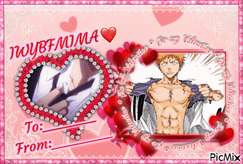 a valentine 's day card with a picture of a shirtless man and the words " be my valentine "
