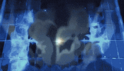 a blue background with a glowing light in the middle .