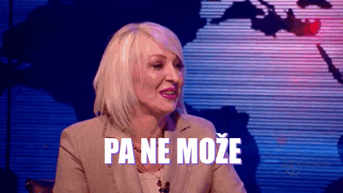 a woman says pa ne moze in front of a map of the world