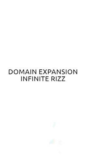 a white background with black text that says `` domain expansion infinite rizz '' .