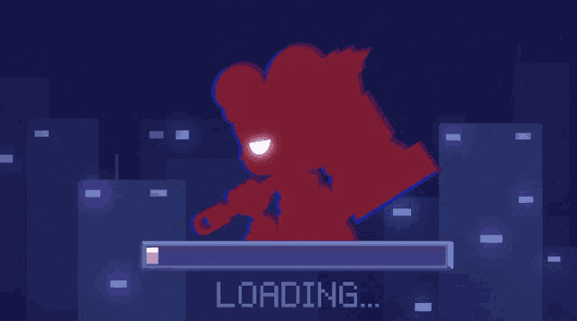 a loading bar with a red silhouette of a person