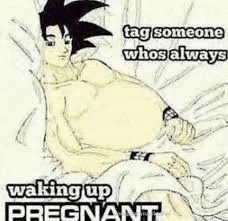 a black and white drawing of a man with a large belly is pregnant .