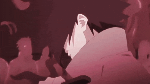 a cartoon of a man with his head down and a sword in his hand