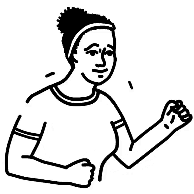 a black and white drawing of a woman with a headband on her head .