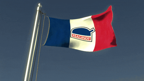 a flag that says magninot on it is flying in the wind