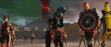 a group of superhero characters including captain america
