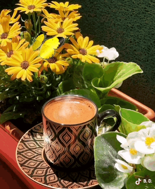 Coffee For You Flowers GIF - Coffee For You Flowers Yellow Flower GIFs