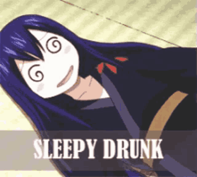 a picture of a girl with a mask and the words sleepy drunk below it