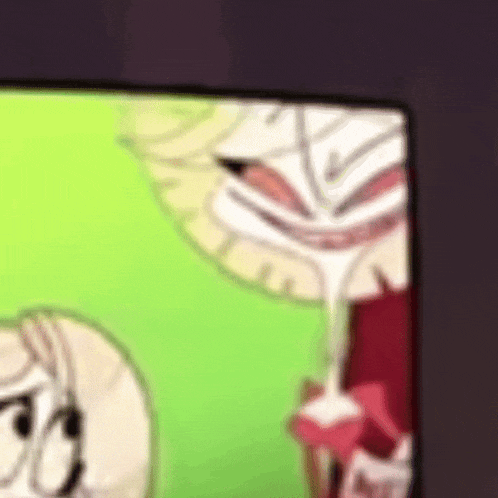 a close up of a tv screen with a cartoon character on it .