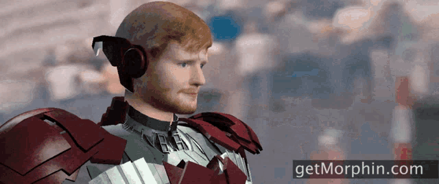 a picture of a man in a armor with the website getmorphin.com