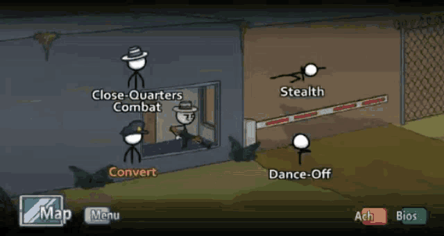 a screenshot of a game that says close quarters combat and stealth