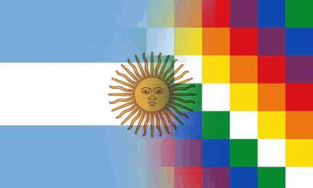 the flag of argentina is a colorful flag with a sun on top of it .