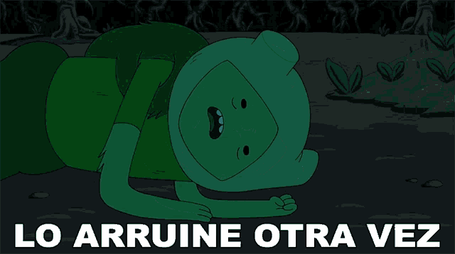 a cartoon character laying down with the words lo arruine otra vez below him
