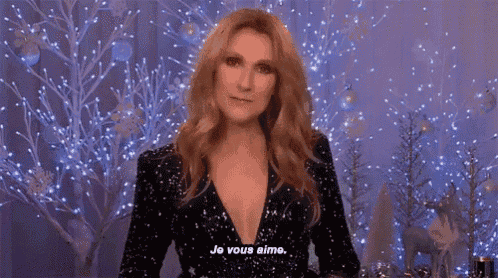 a woman in a black sequined dress is standing in front of christmas lights and trees .