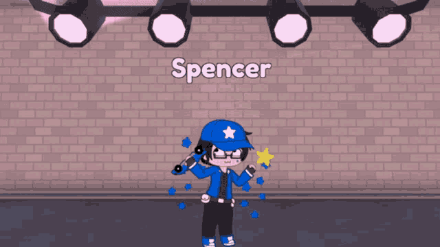 a cartoon character with the name spencer written on it