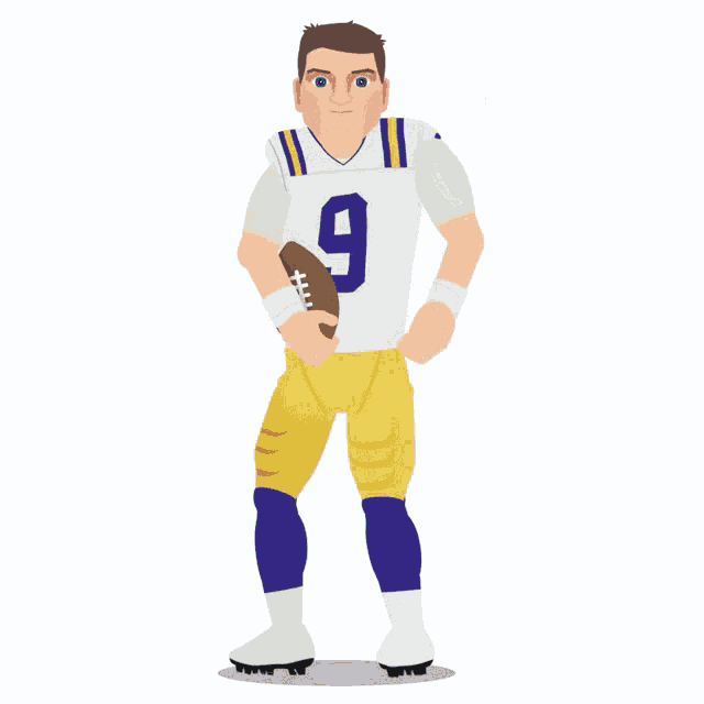 a cartoon drawing of joe burrow with a football
