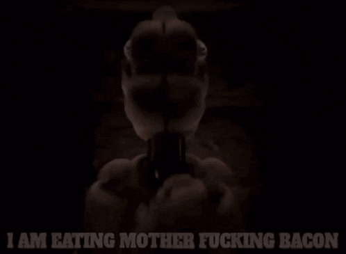 a picture of a monster with the words i am eating mother fucking bacon