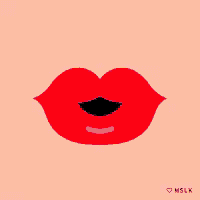 a drawing of a woman 's lips with hearts surrounding it