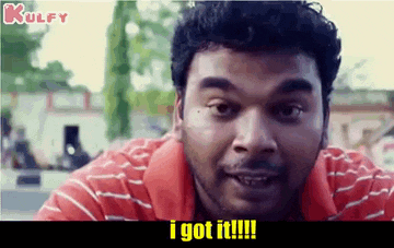 a man in a red and white striped shirt is saying `` i got it ! ''