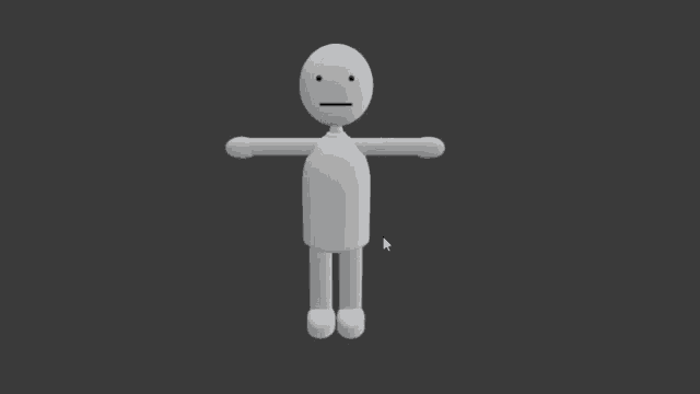 a 3d model of a stick figure with arms outstretched on a dark background .