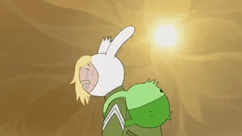 a cartoon character with a green backpack is standing in front of the sun