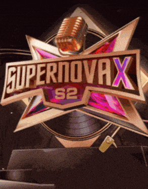 a supernova s2 logo with a microphone in the middle