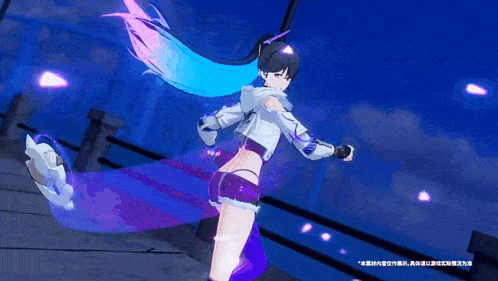 a girl in a video game is holding a purple object